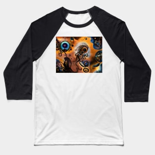 Cosmic steampunk squid, AI art Baseball T-Shirt